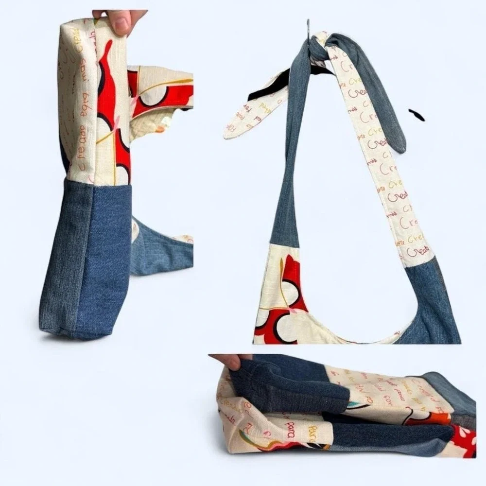 Vera Bradley New Hope Girls Patchwork Denim Hobo Shoulder Bag Art Deco‎ Cottage
